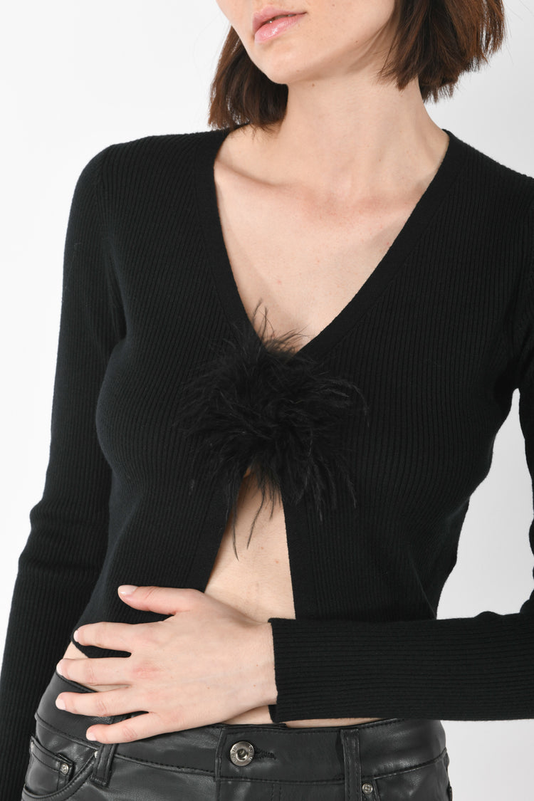 Feathers-pin cardigan