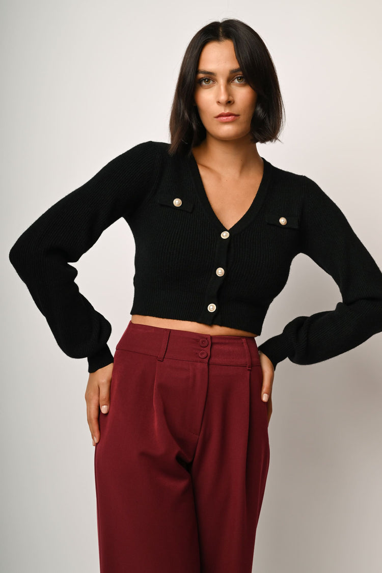 Jewel buttons cropped cardigan