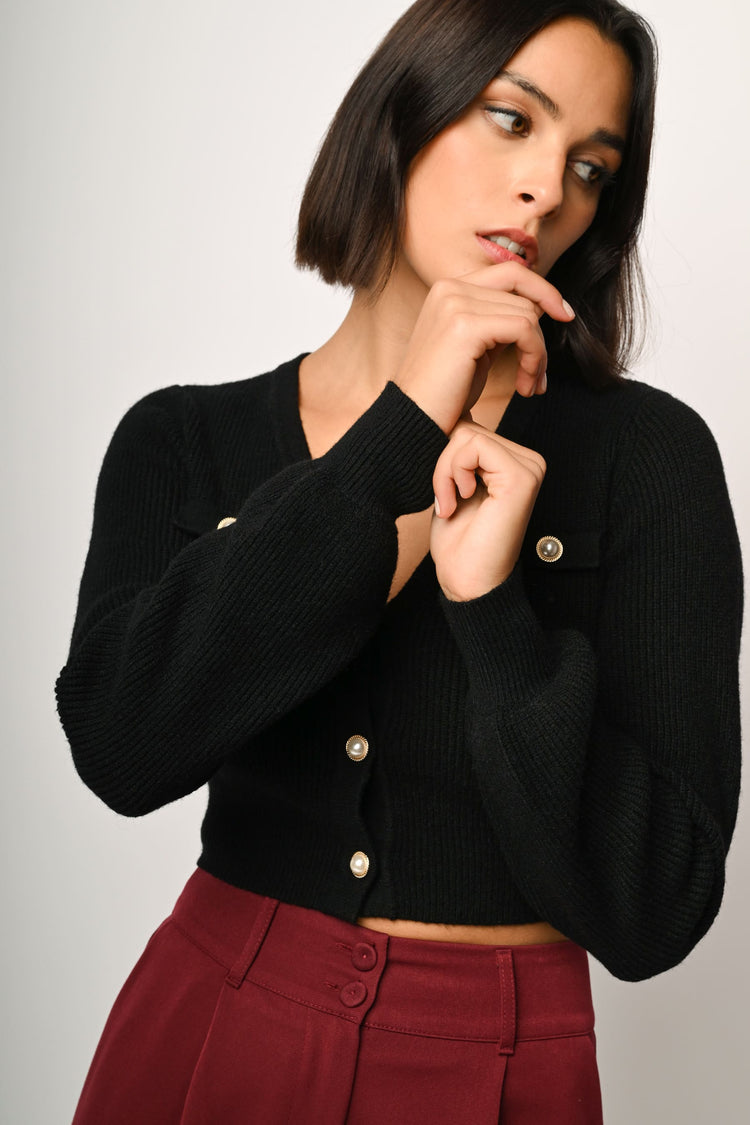 Jewel buttons cropped cardigan