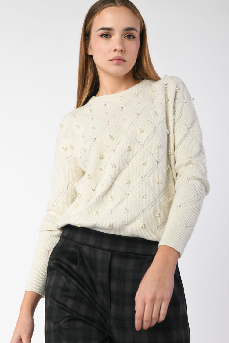 Pearl diamond knit sweater