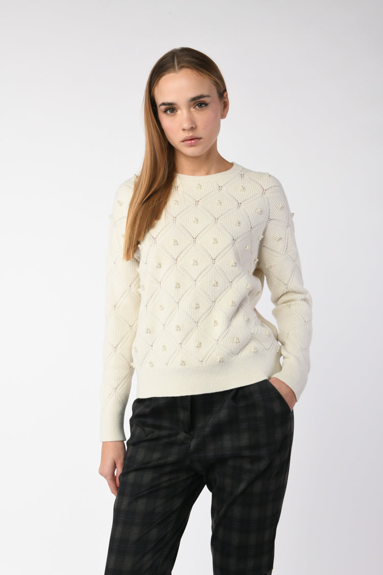 Pearl diamond knit sweater