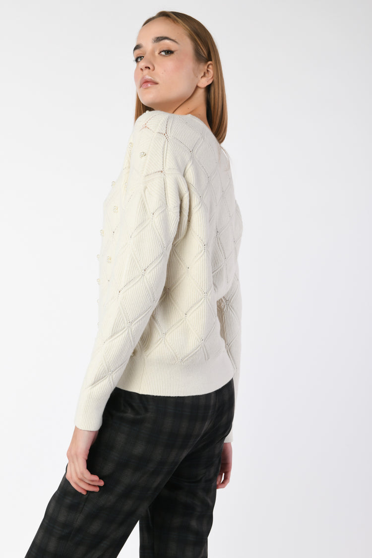 Pearl diamond knit sweater