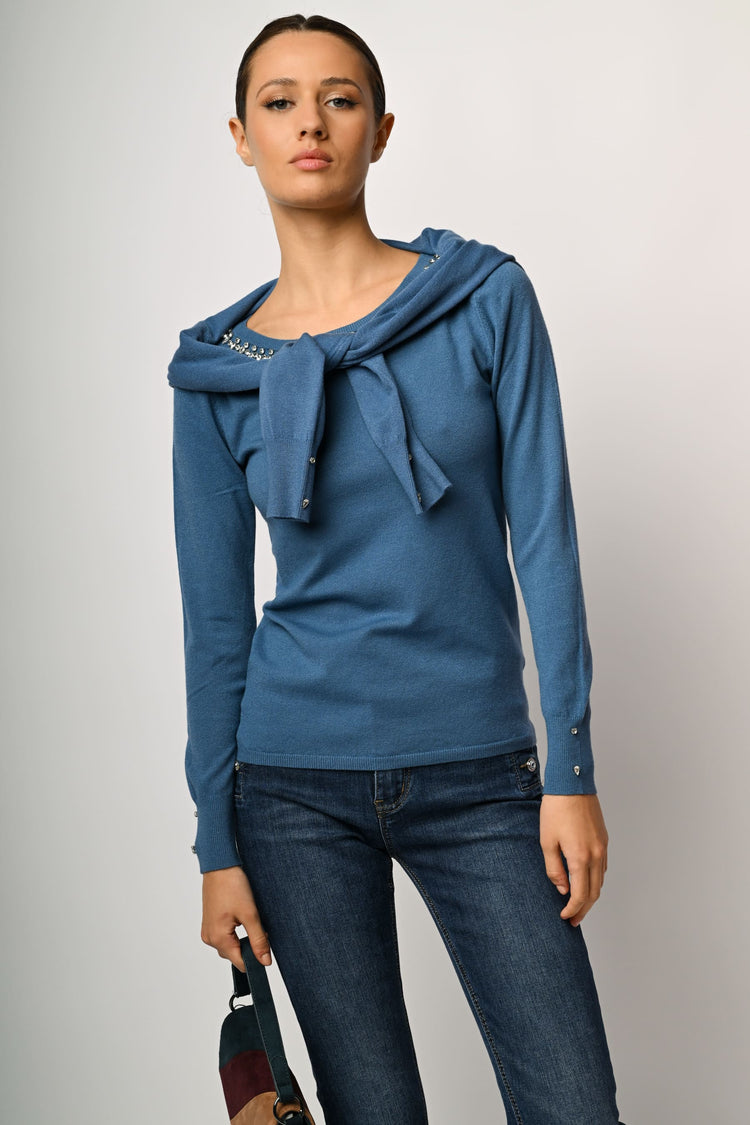 Rhinestone embellishment sweater
