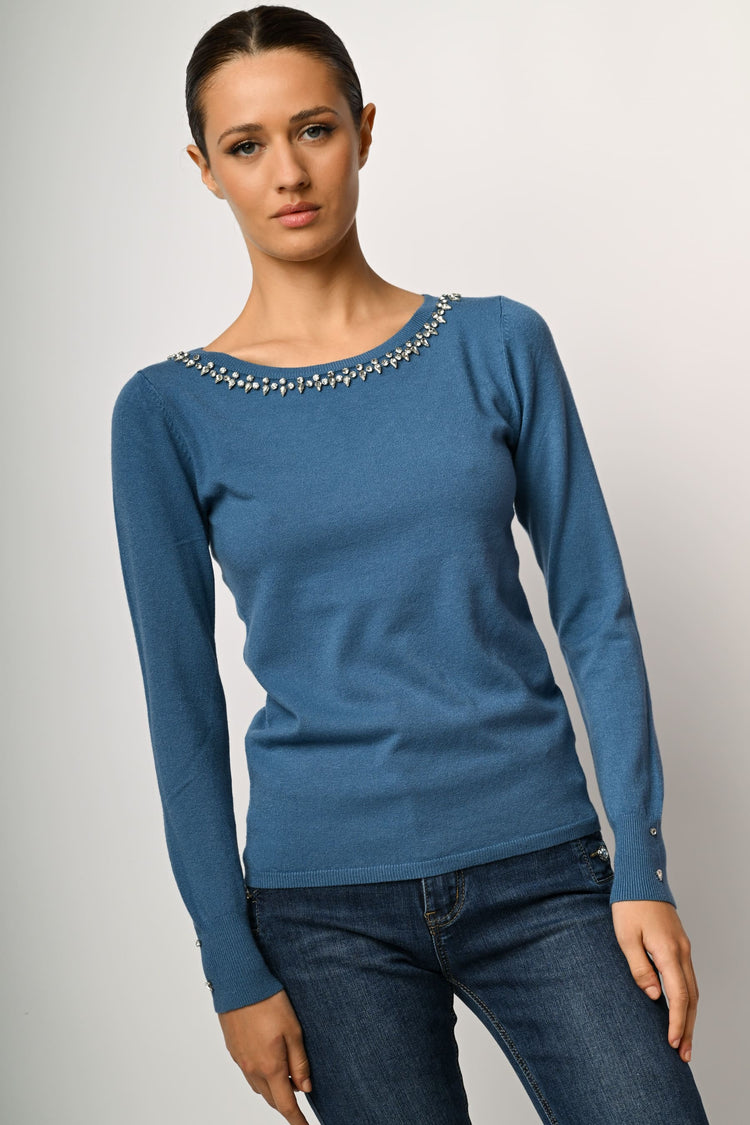 Rhinestone embellishment sweater