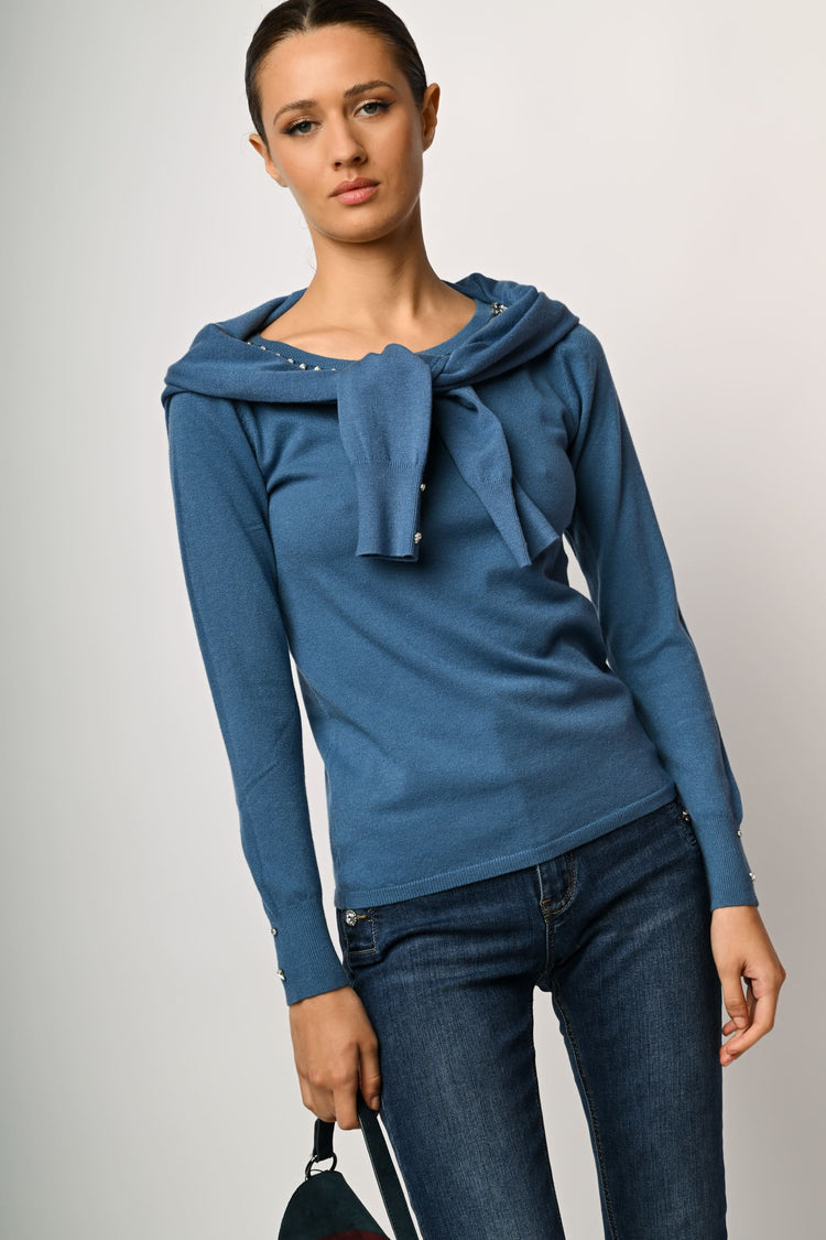 Rhinestone embellishment sweater