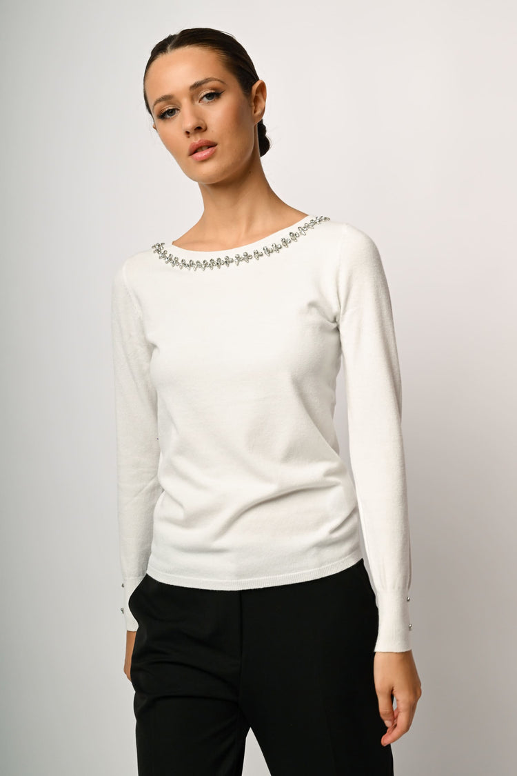 Rhinestone embellishment sweater