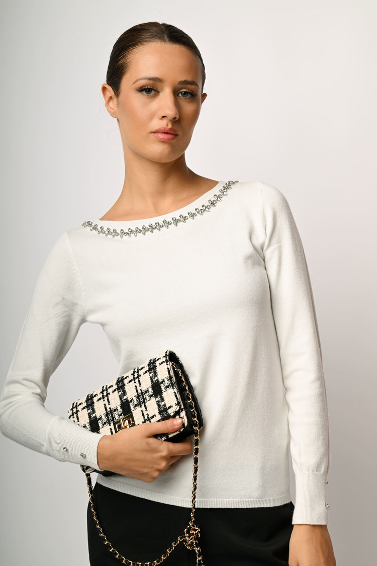 Rhinestone embellishment sweater