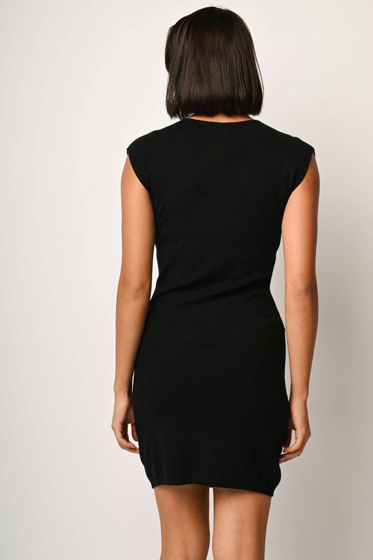 Rhinestone embellishment knit dress