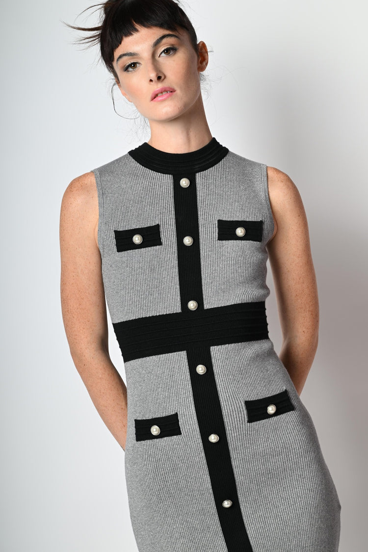 Contrast edges sleeveless mini dress