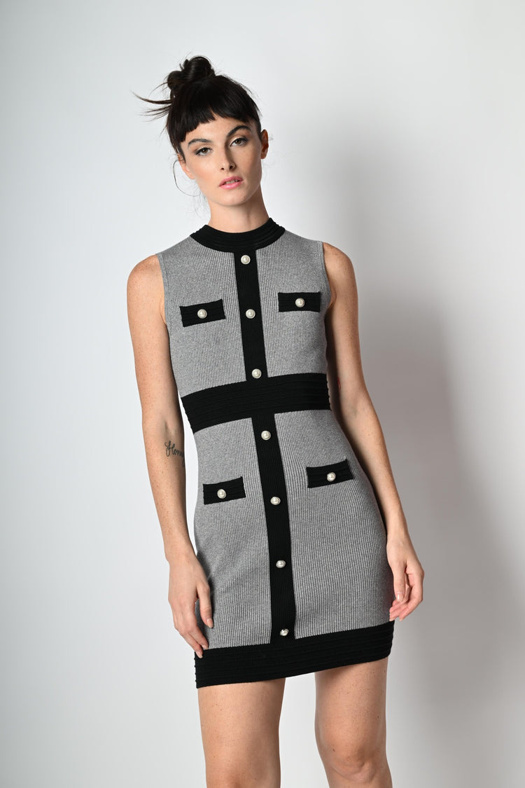 Contrast edges sleeveless mini dress