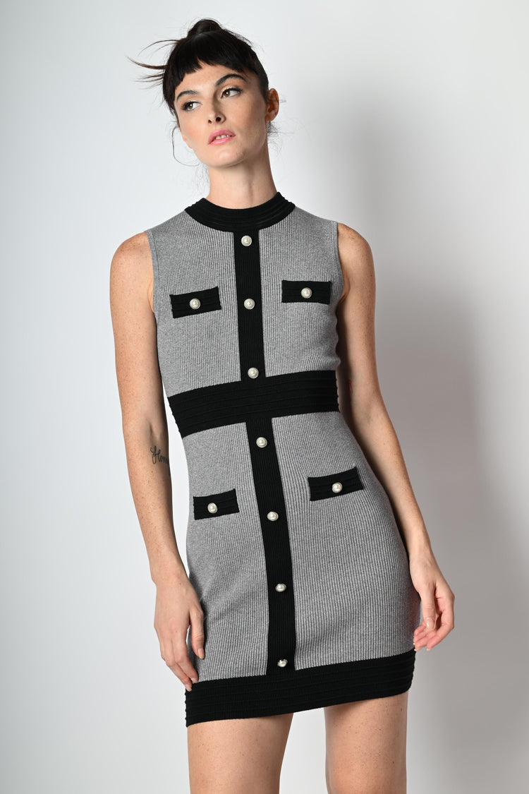 Contrast edges sleeveless mini dress