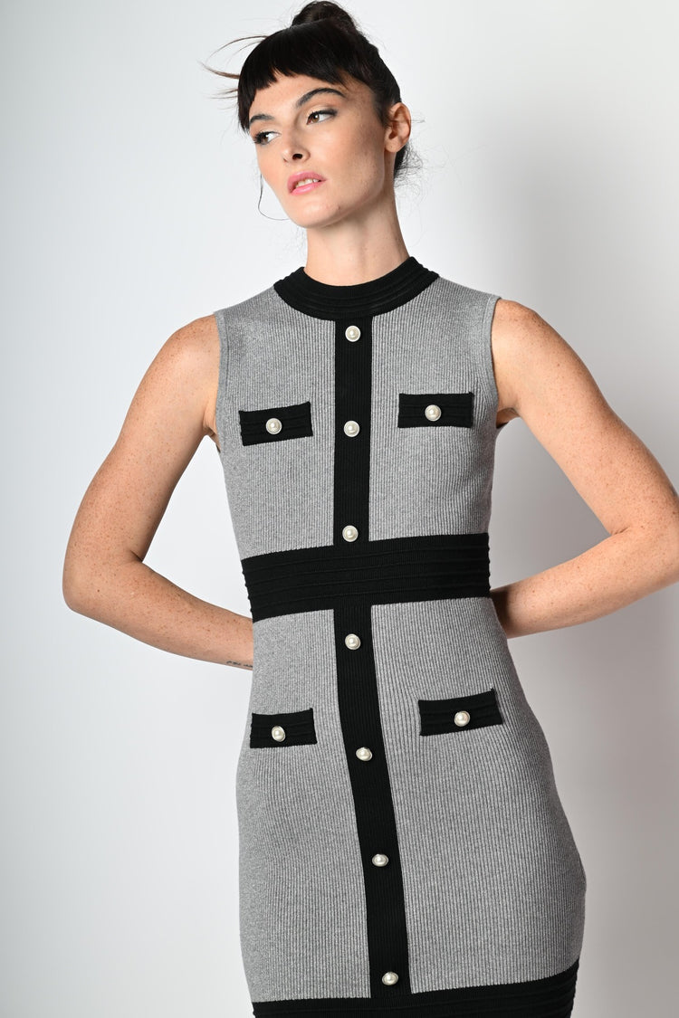 Contrast edges sleeveless mini dress