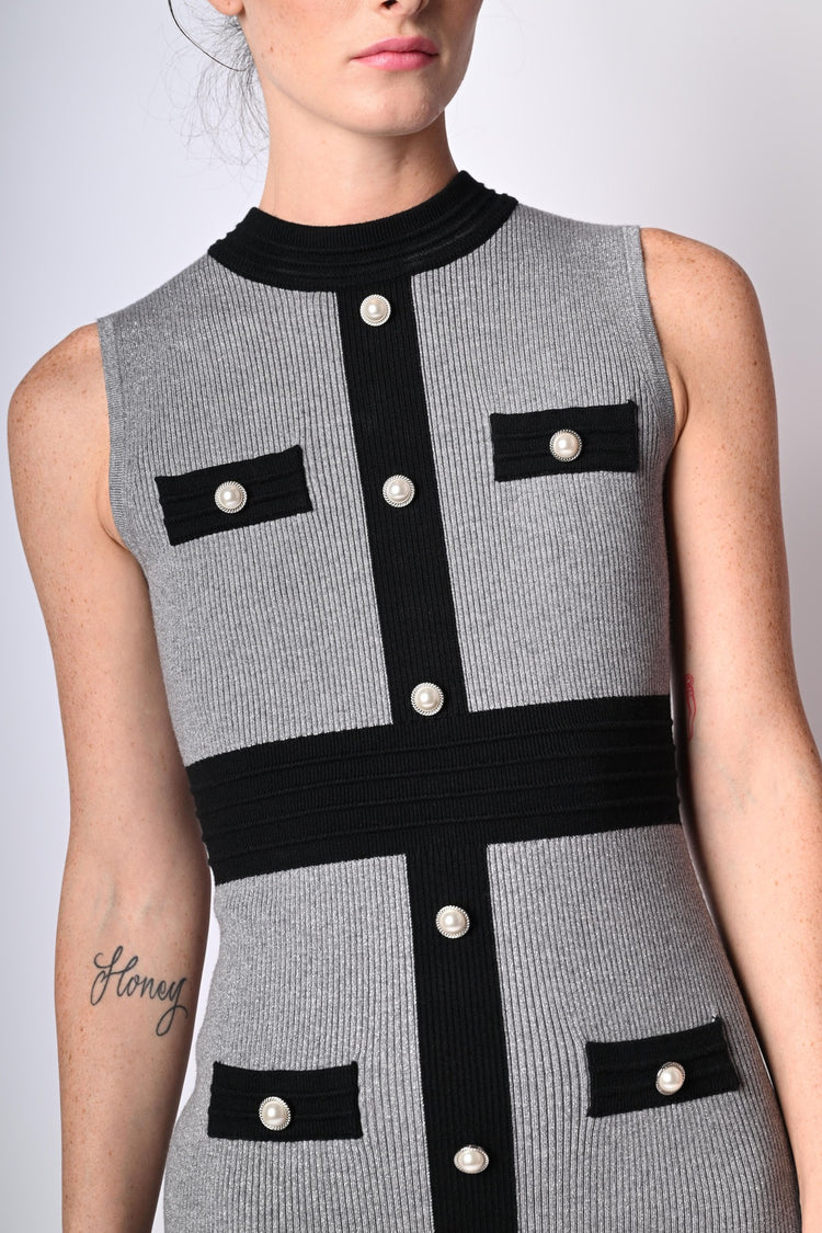 Contrast edges sleeveless mini dress
