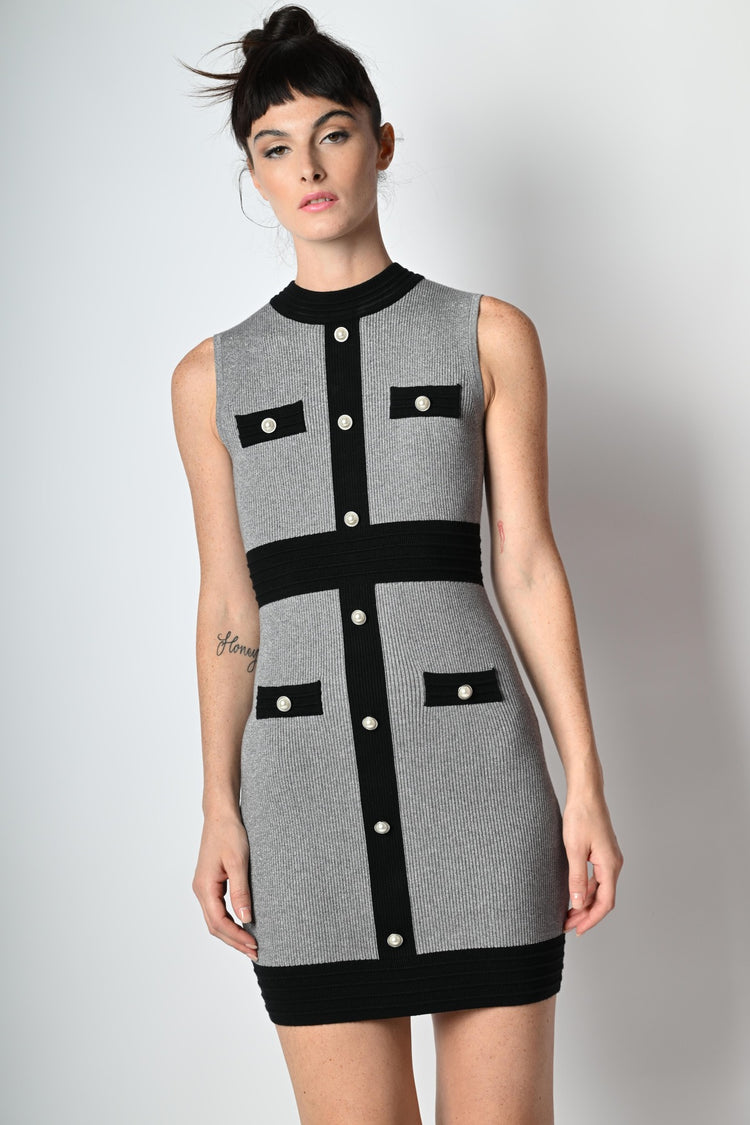 Contrast edges sleeveless mini dress