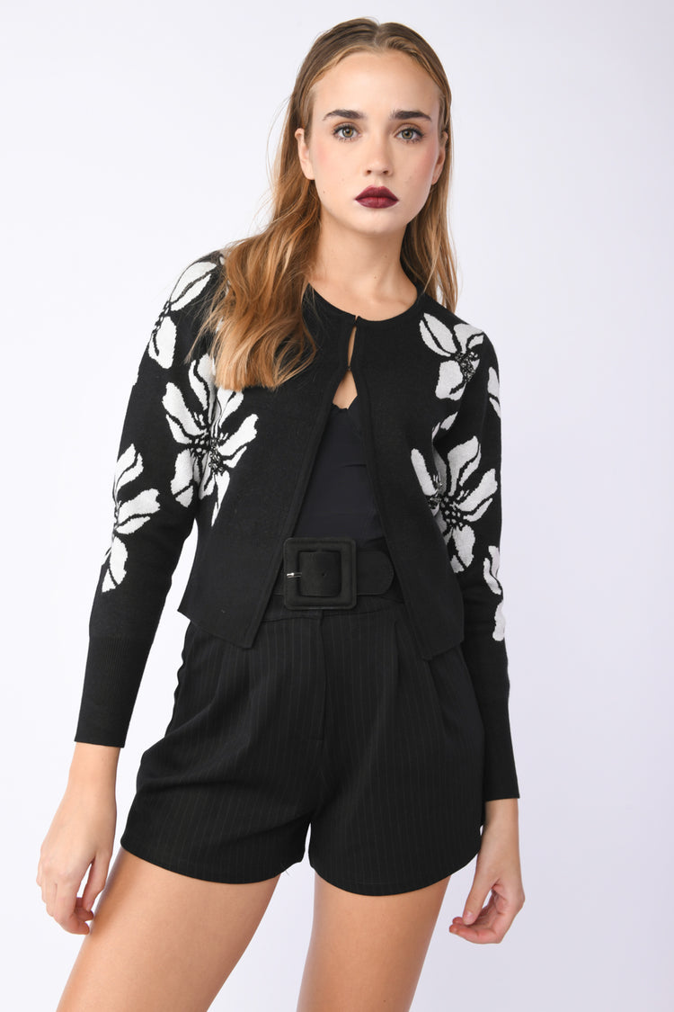Floral jacquard cardigan