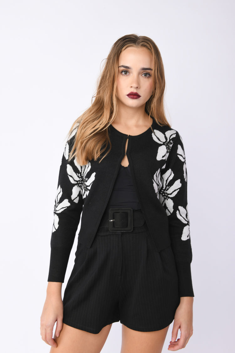 Floral jacquard cardigan