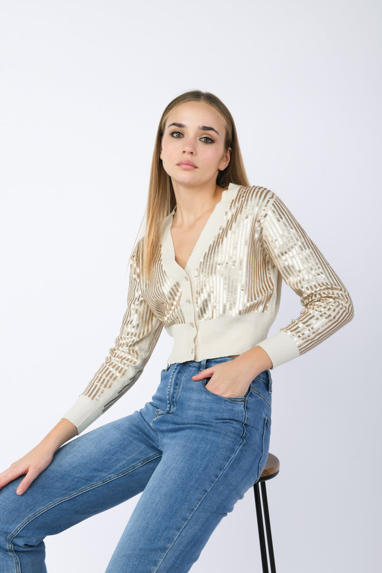 Sequined crop cardigan