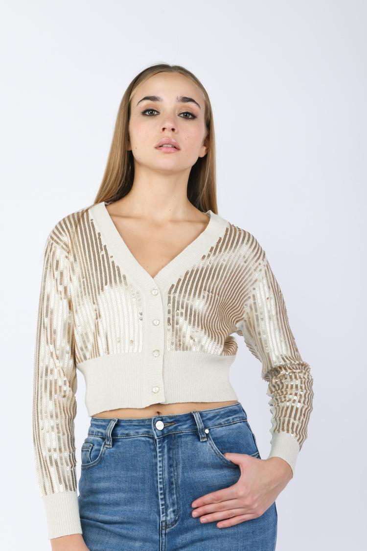 Sequined crop cardigan