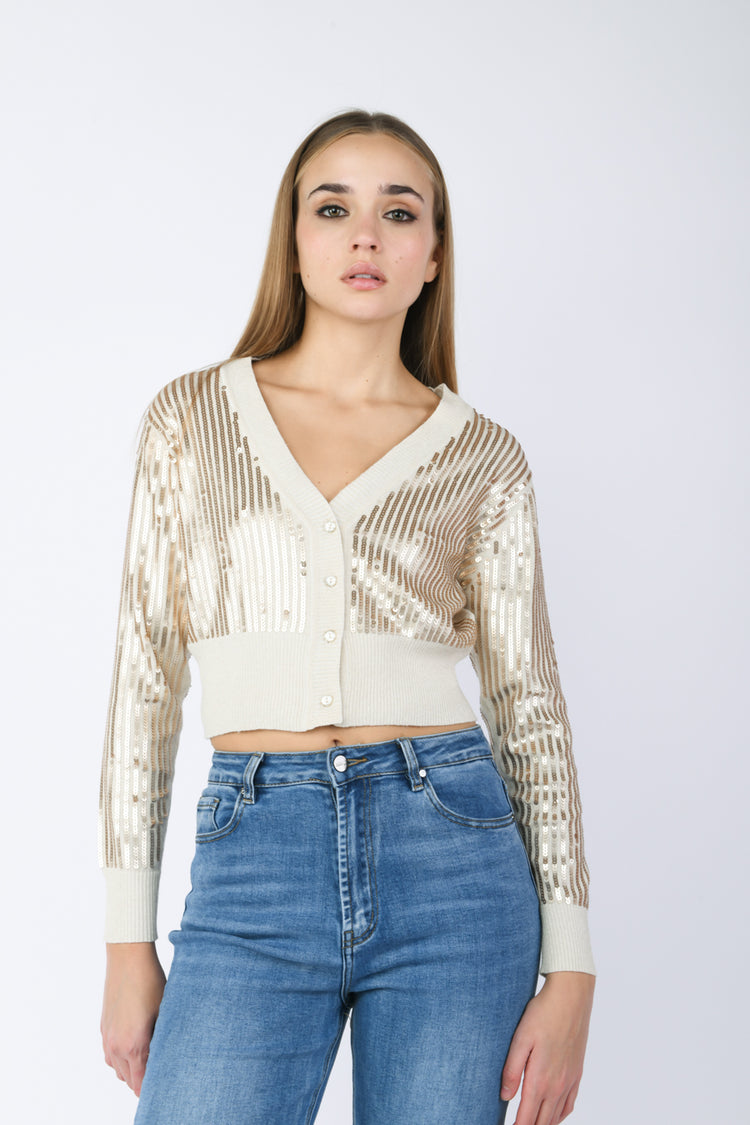 Sequined crop cardigan