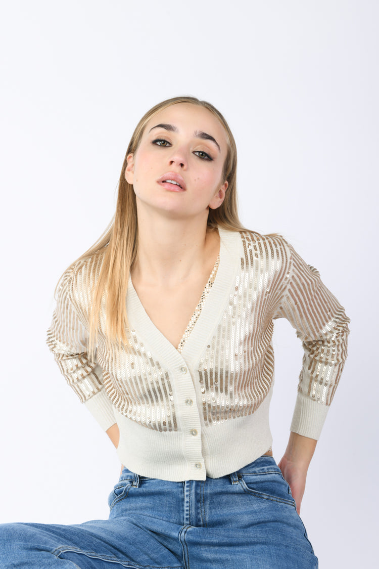 Sequined crop cardigan