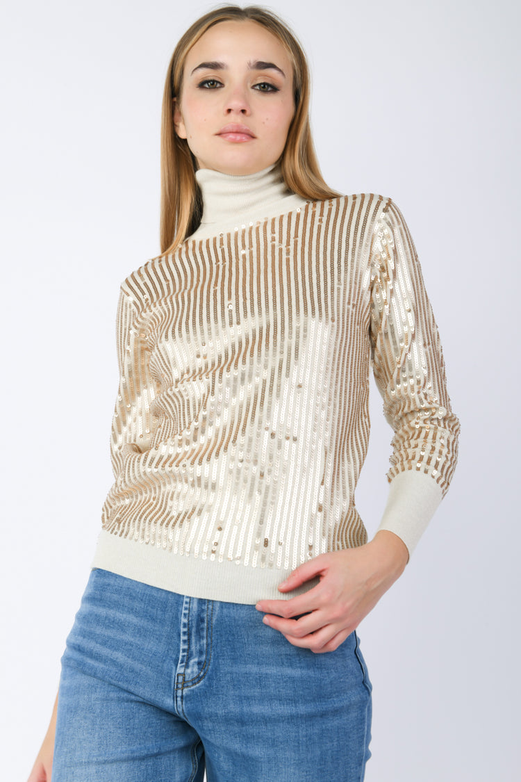 Sequined turtleneck