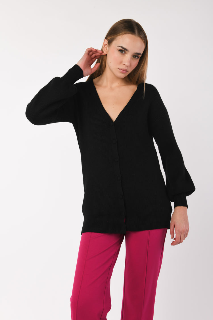 Rib-knit oversized cardigan