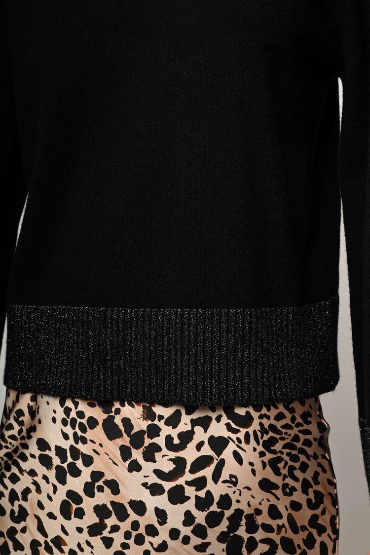 Lurex edges mock sweater