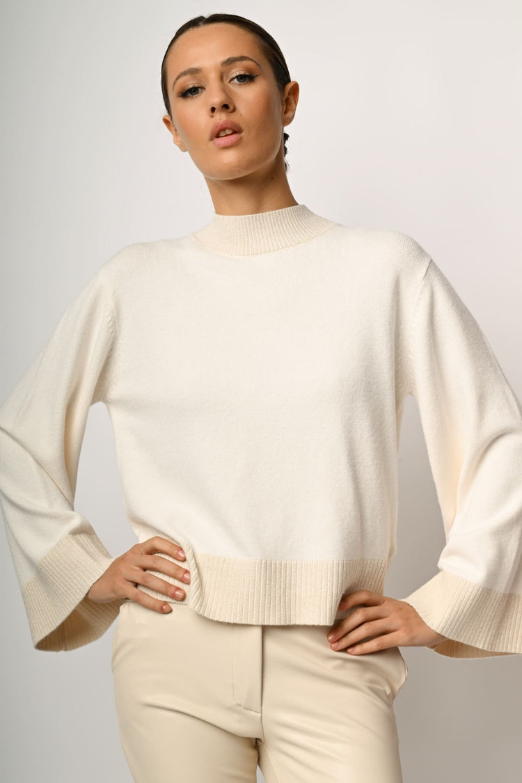 Lurex edges mock sweater