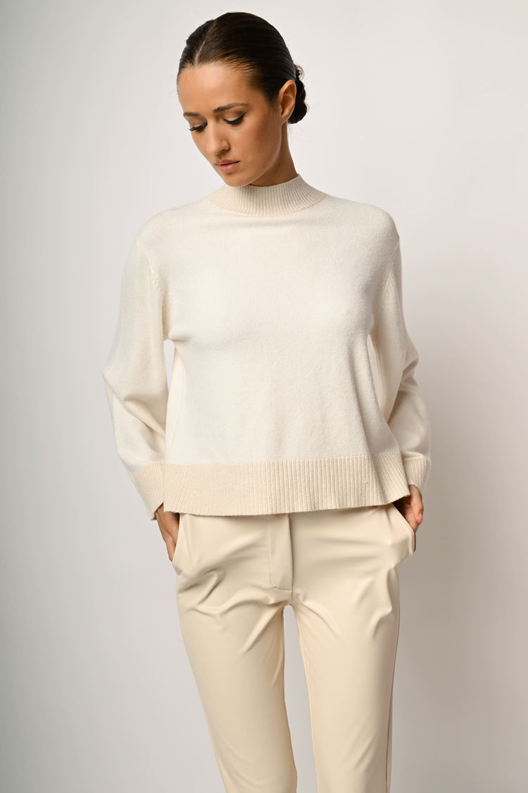 Lurex edges mock sweater