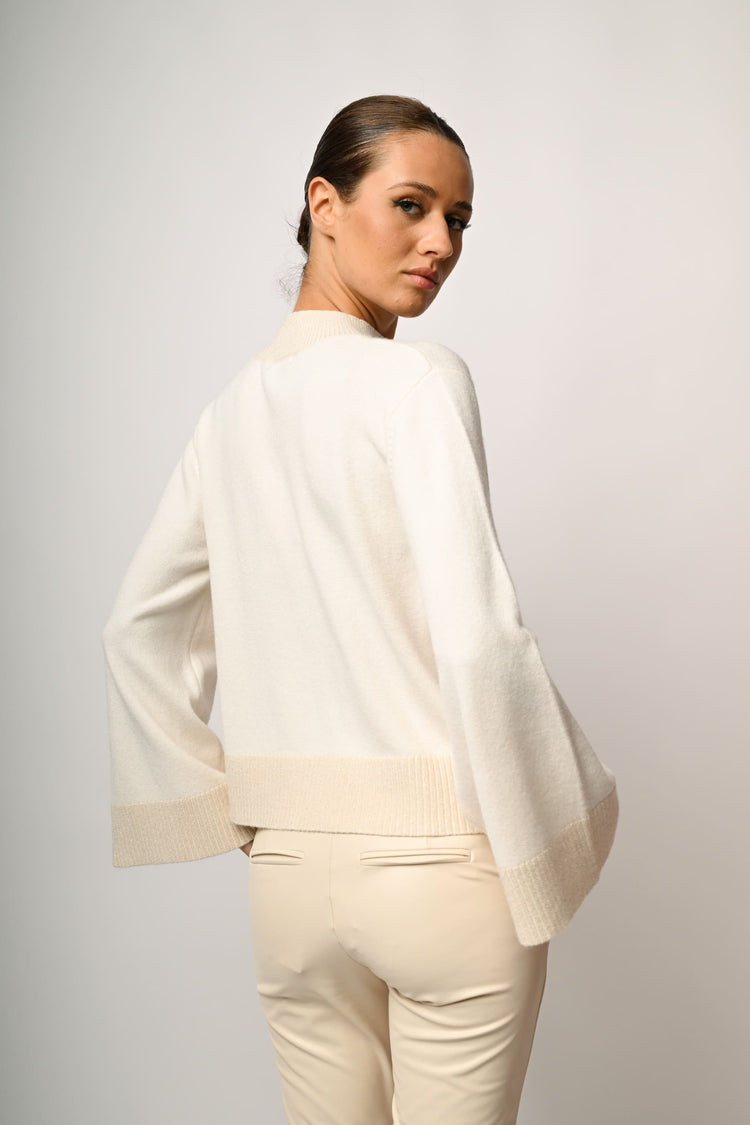 Lurex edges mock sweater