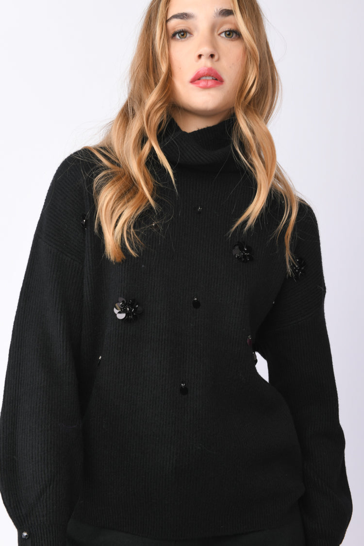 Jewel embellished turtleneck