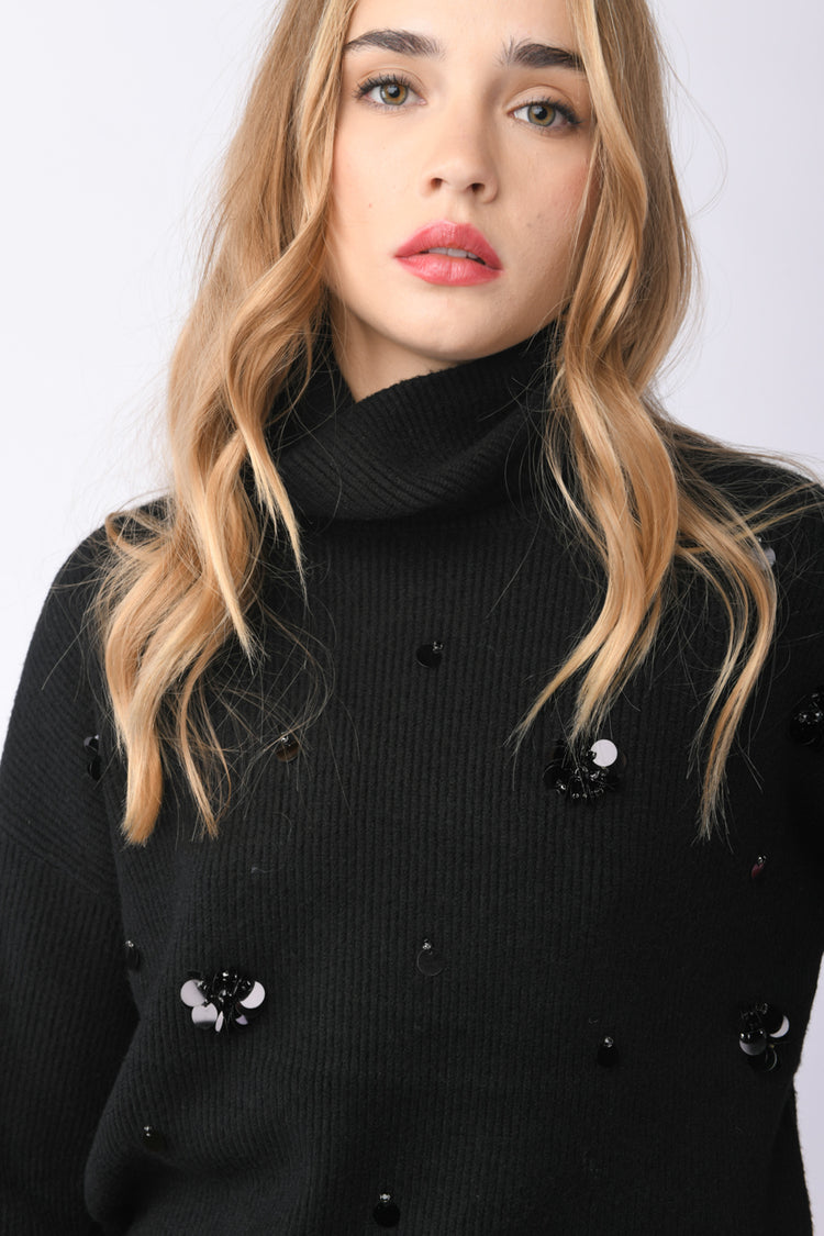 Jewel embellished turtleneck