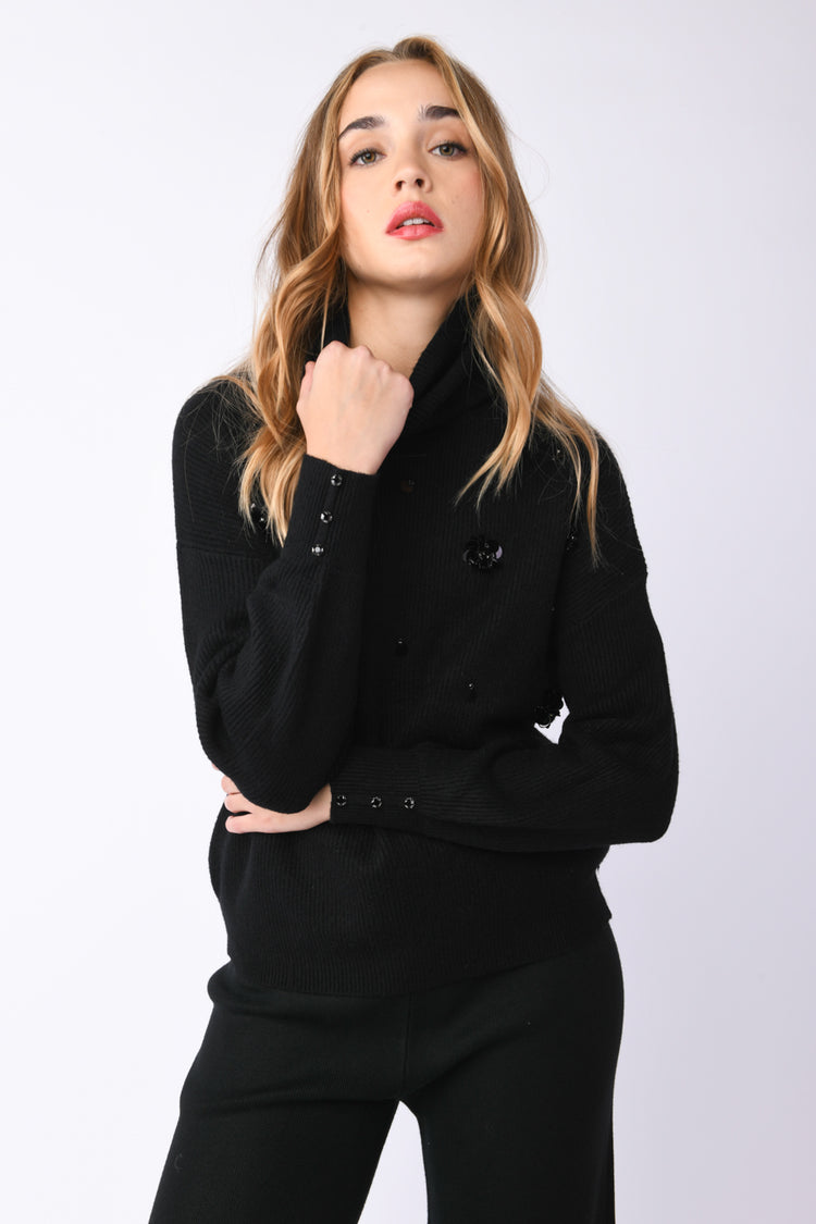 Jewel embellished turtleneck