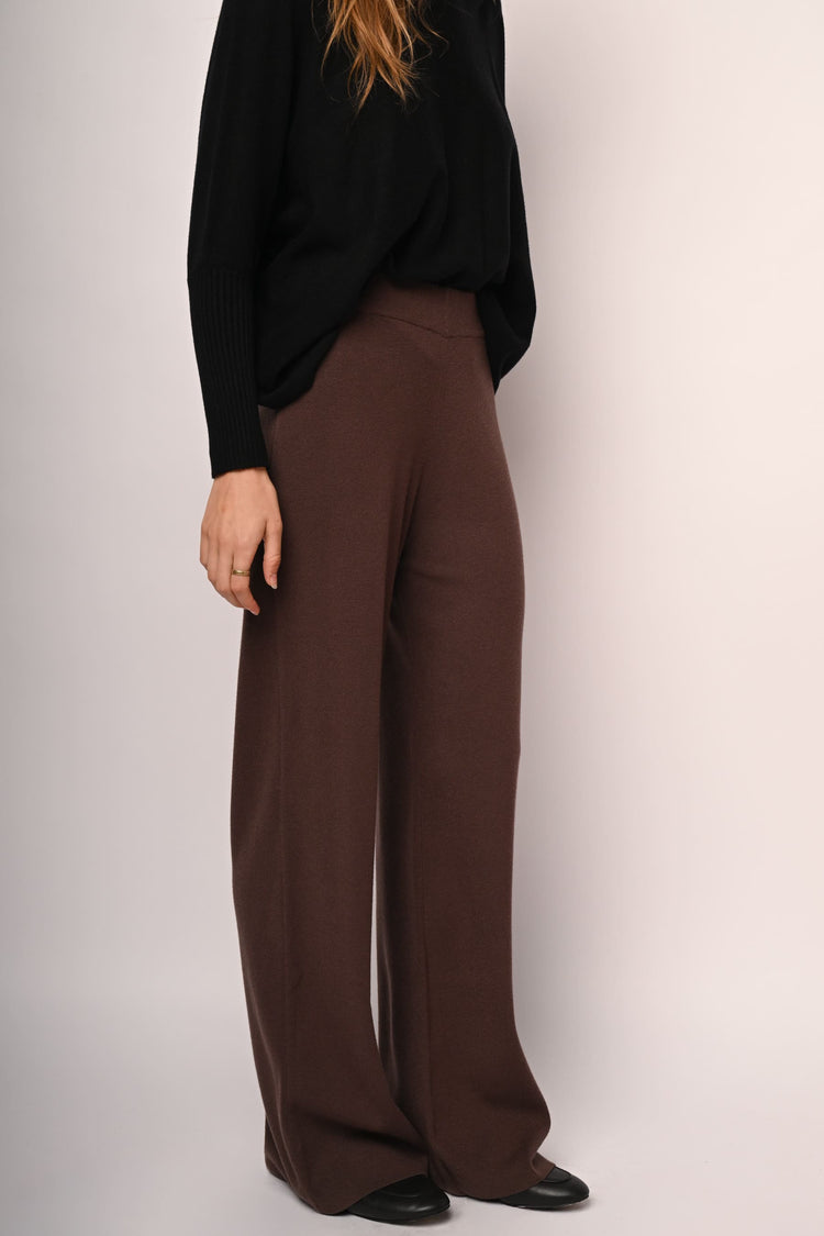 Knit wide-leg trousers