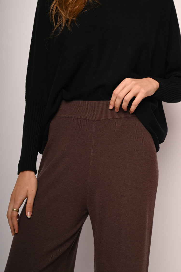 Knit wide-leg trousers