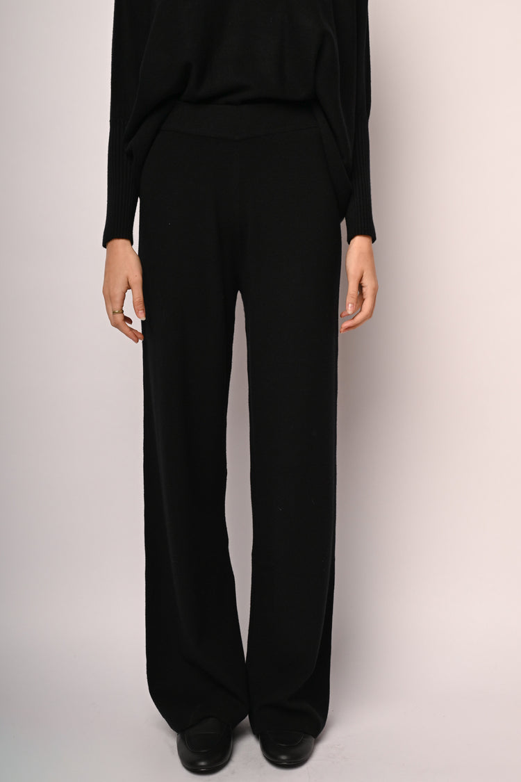 Knit wide-leg trousers