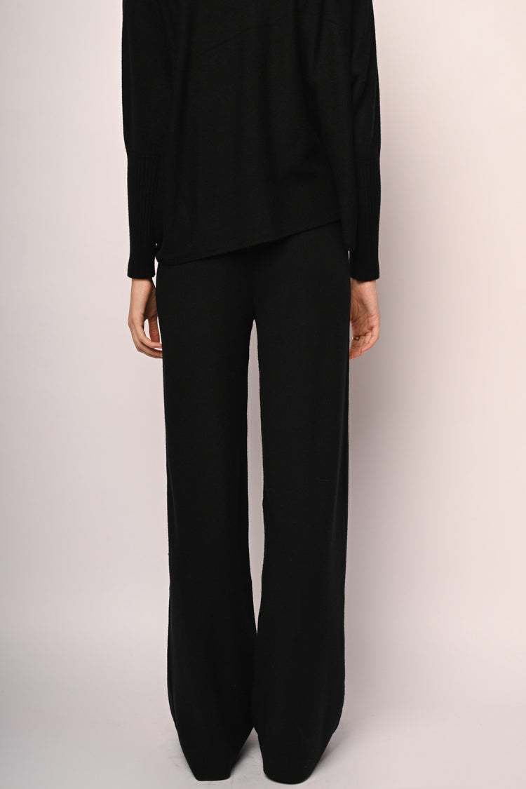 Knit wide-leg trousers