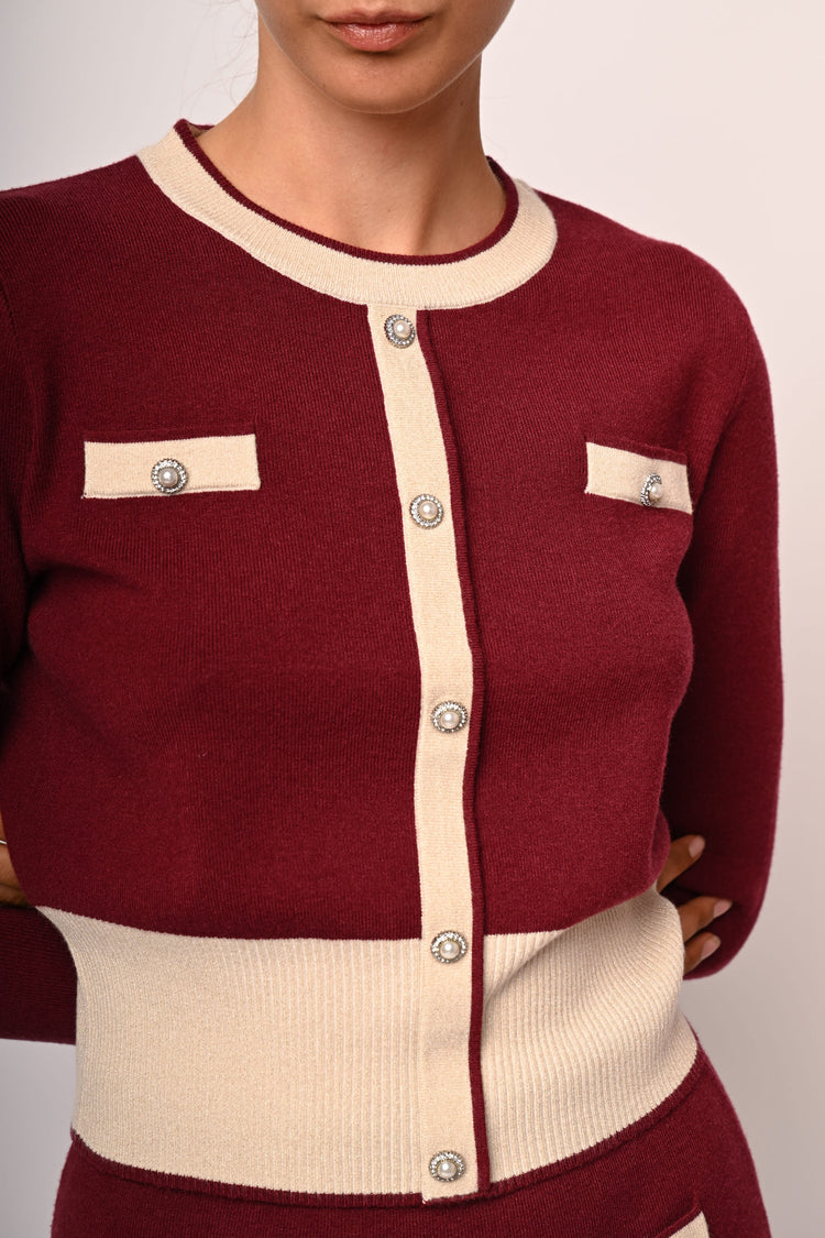 Jewel button and contrast detail cardigan