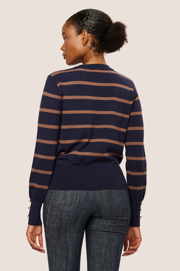Buttoned cuff striped sweater
