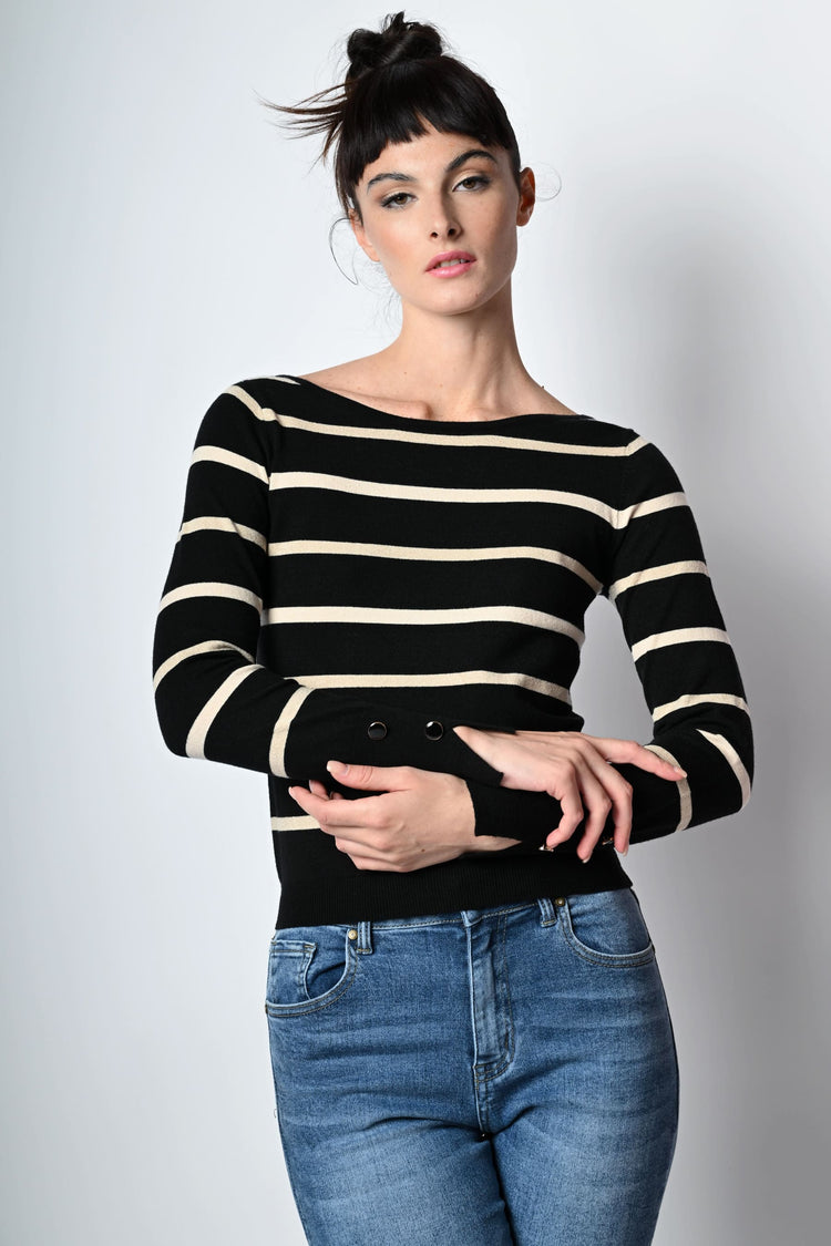 Striped lurex knit sweater