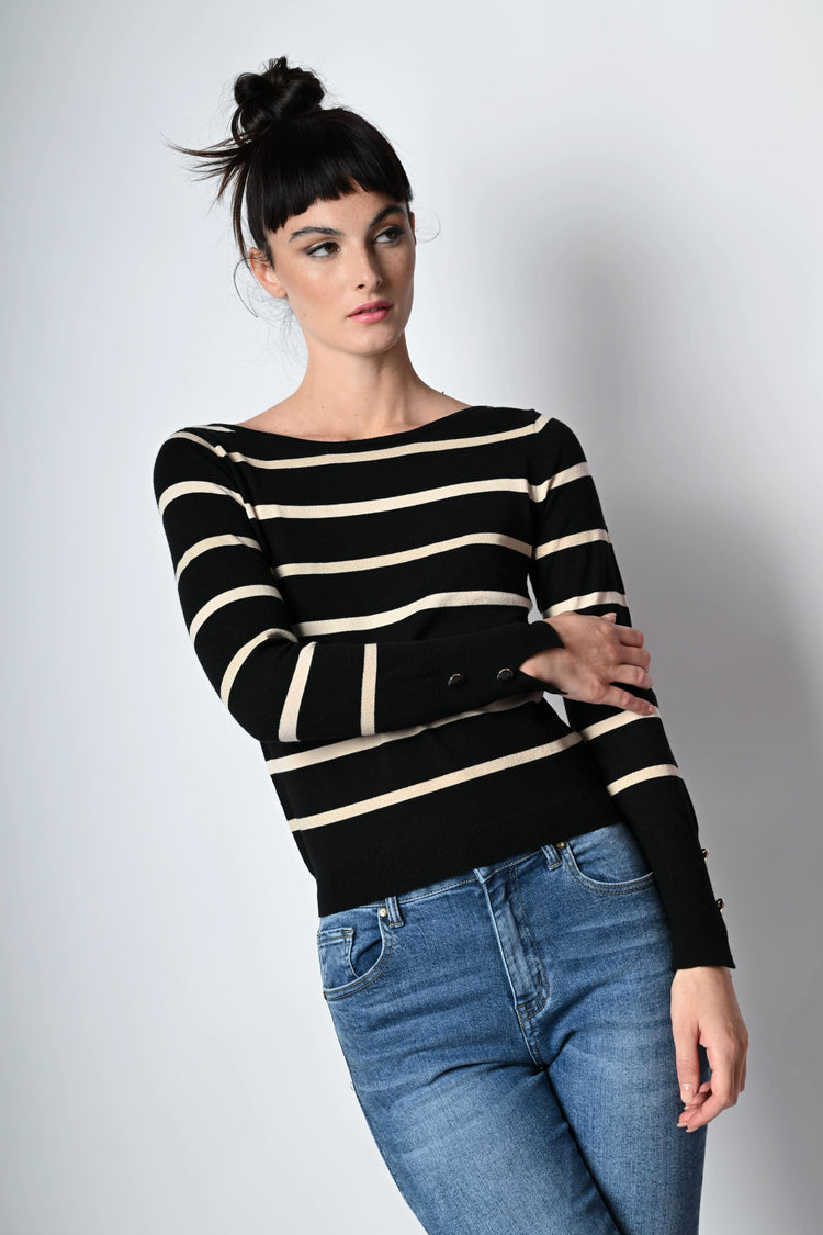 Striped lurex knit sweater