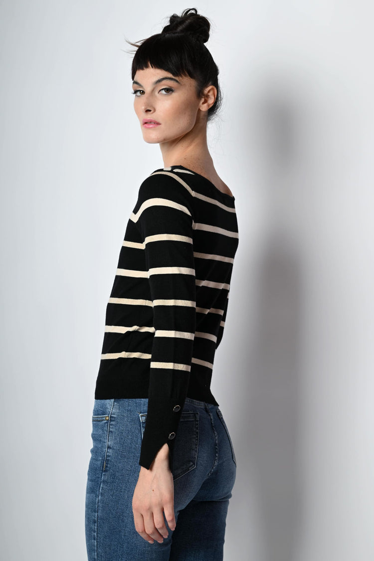 Striped lurex knit sweater