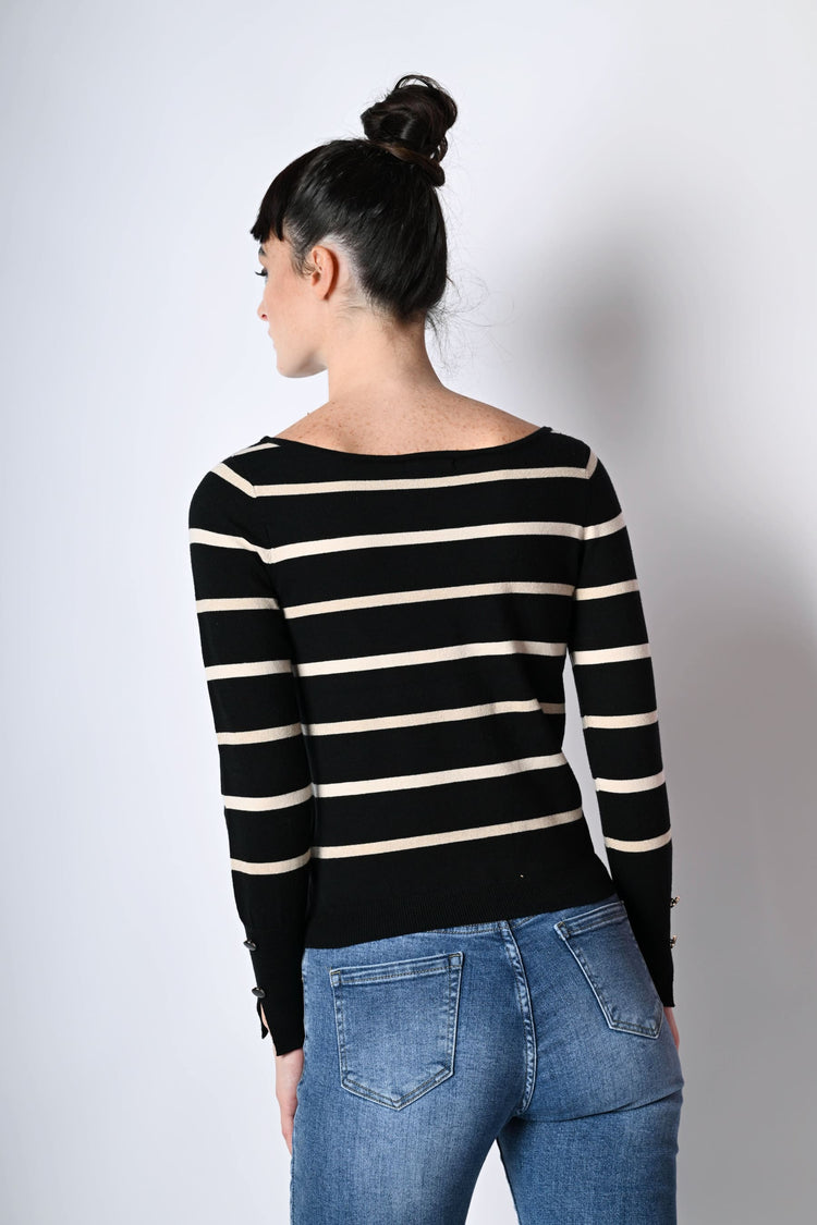 Striped lurex knit sweater