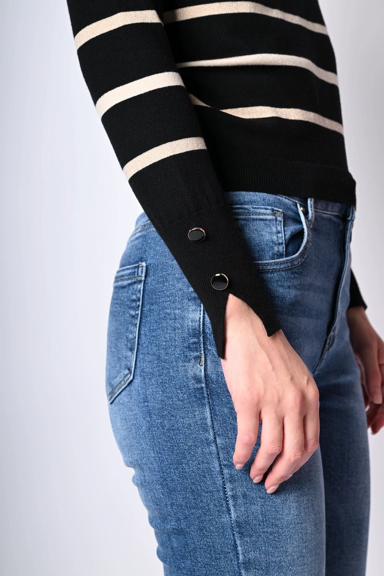 Striped lurex knit sweater