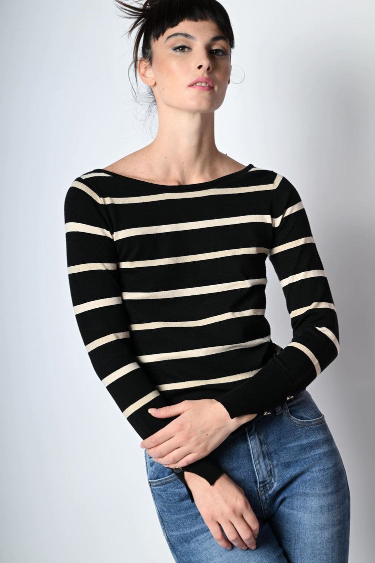 Striped lurex knit sweater