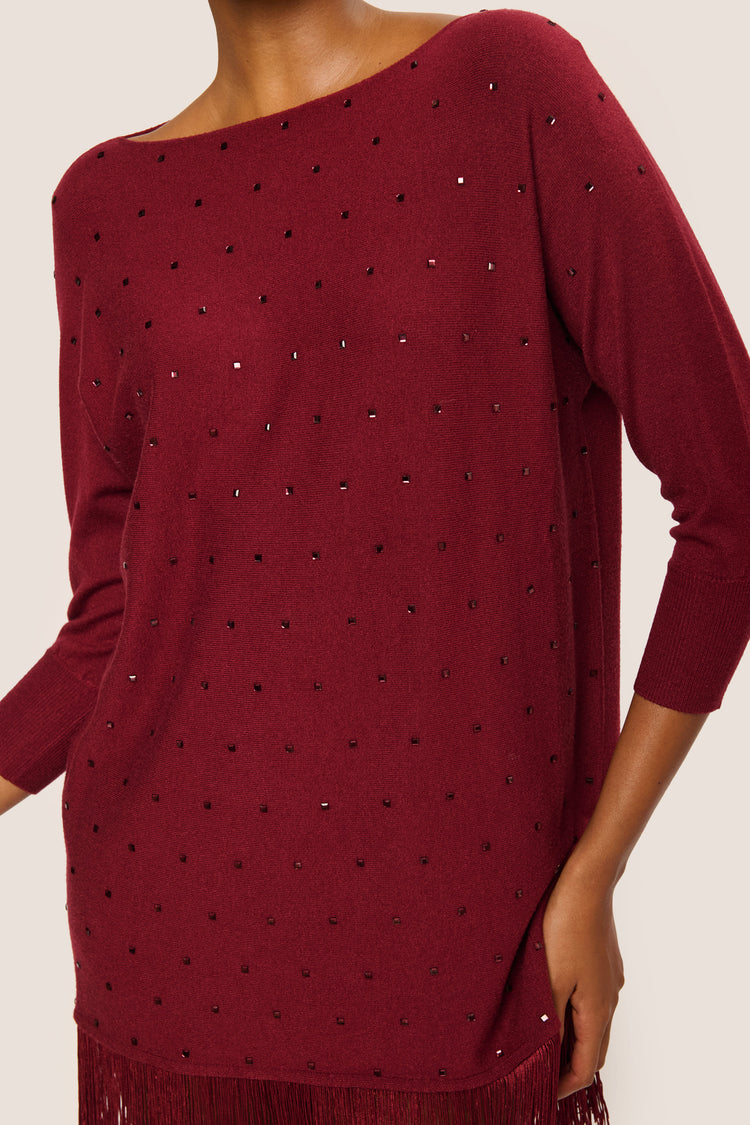 Rhinestone & Fringe maxi sweater