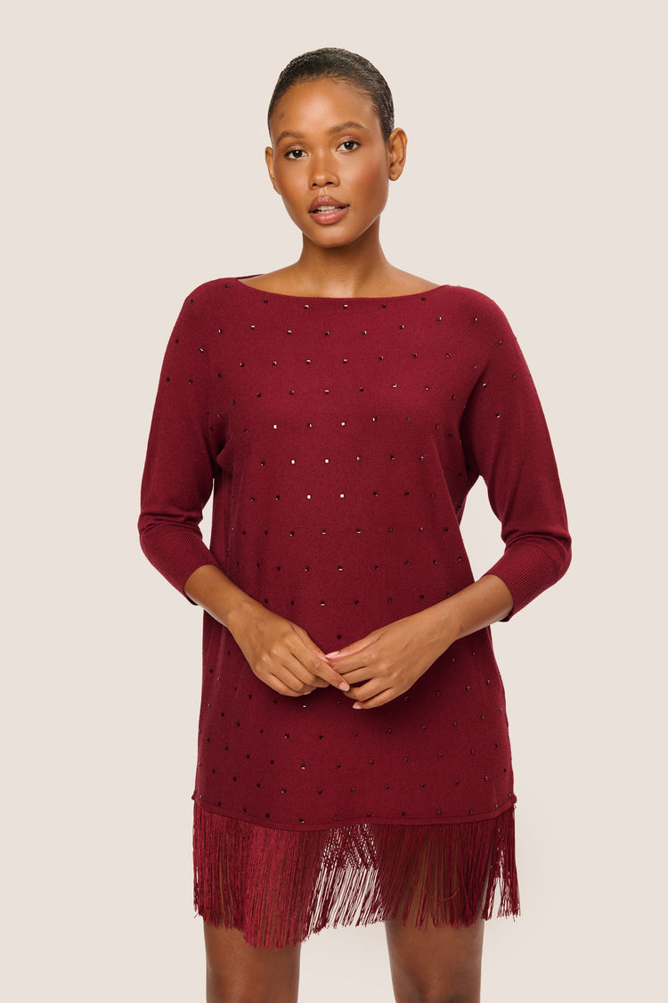 Rhinestone & Fringe maxi sweater
