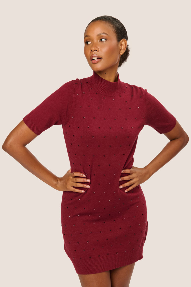 Rhinestone knit mini dress