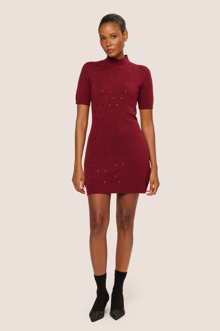 Rhinestone knit mini dress