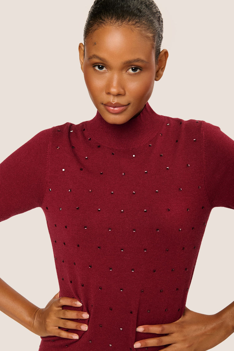 Rhinestone knit mini dress